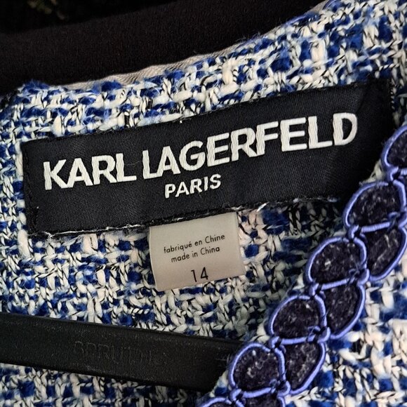 Karl Lagerfeld Blue + White Cap Sleeve Dress - Picture 4 of 4